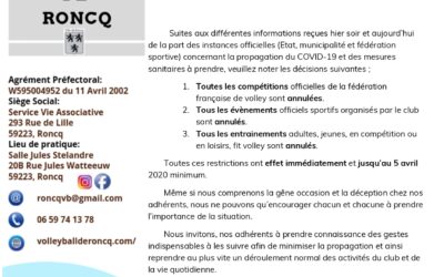 Communiqué – Situation COVID-19 – Mars 2020