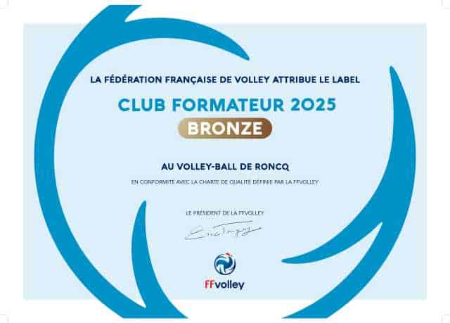 VOLLEY-BALL DE RONCQ - LABEL CLUB FORMATEUR 2025 - BRONZE [640x480]